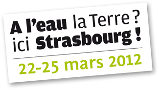 Cartouche "A l'eau la Terre ? Ici Strasbourg"